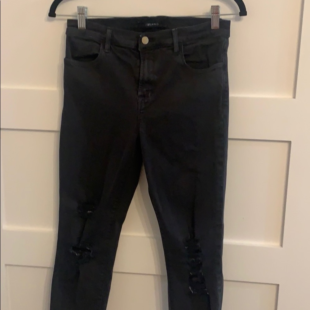 J brand skinny distressed black jean